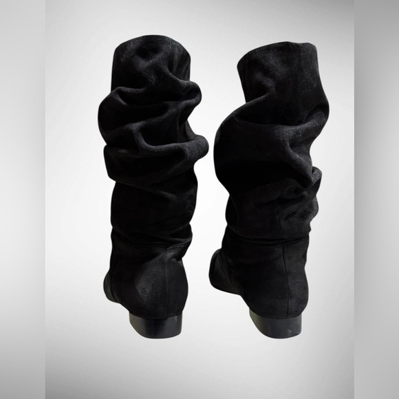 Womens Black Suede Slouchy Mid-Calf Boots Size 10M 3/4” Heel - Picture 6 of 15